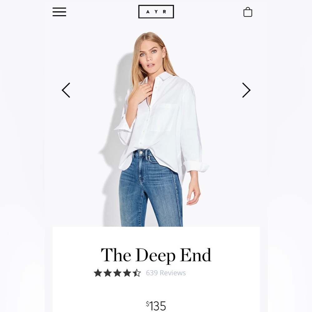 AYR the deep end long sleeve women’s button down Oxford size xs